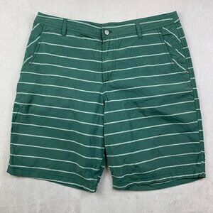 Lululemon Mens Shorts 38 Green Striped Nylon Spandex 10" Inseam Golf Stretch
